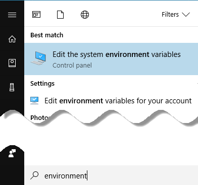 Edit the system environment variable