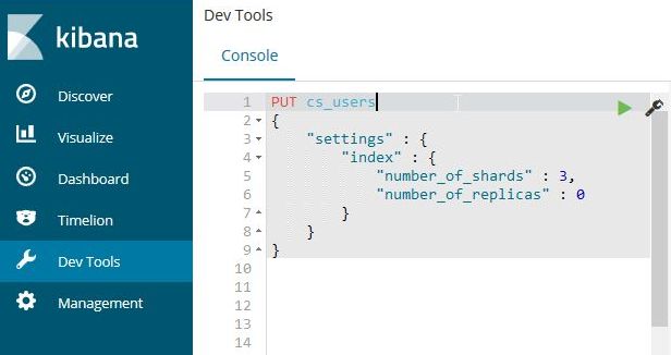 Create a new Elasticsearch index named "cs_users"