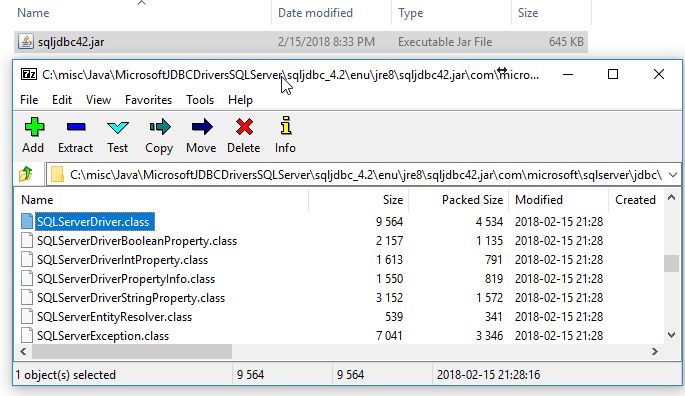Unzip JAR to verify JDBC driver name